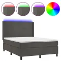 cadre de lit matelas et LED Gris foncé 140x200 cm