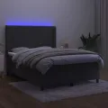 cadre de lit matelas et LED Gris foncé 140x200 cm