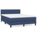 cadre de lit avec matelas Bleu 140x200 cm Tissu