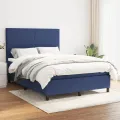 cadre de lit avec matelas Bleu 140x200 cm Tissu
