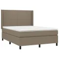 cadre de lit avec matelas Taupe 140x200 cm Tissu