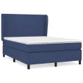 cadre de lit avec matelas Bleu 140x190 cm Tissu