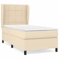 cadre de lit avec matelas Crème 90x200 cm Tissu