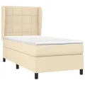 cadre de lit avec matelas Crème 90x200 cm Tissu