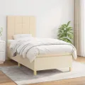cadre de lit avec matelas Crème 90x200 cm Tissu