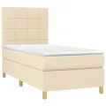 cadre de lit avec matelas Crème 90x200 cm Tissu