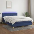 cadre de lit avec matelas LED Bleu 140x190 cm Tissu