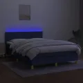 cadre de lit avec matelas LED Bleu 140x190 cm Tissu