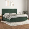 cadre de lit et matelas Vert foncé 200x200cm Velours