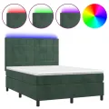 cadre de lit matelas et LED Vert foncé 140x200 cm