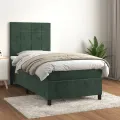 cadre de lit avec matelas Vert foncé 90x190 cm