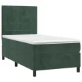 cadre de lit avec matelas Vert foncé 90x190 cm