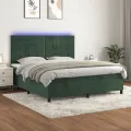 cadre de lit matelas et LED Vert foncé 180x200 cm