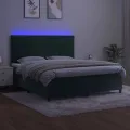 cadre de lit matelas et LED Vert foncé 180x200 cm