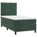 cadre de lit et matelas et LED Vert foncé 90x190 cm