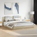 Cadre de lit avec tête de lit chêne sonoma 200x200 cm