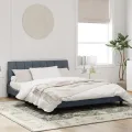 Cadre de lit avec lumières LED gris foncé 160x200 cm velours