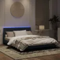 Cadre de lit avec lumières LED gris foncé 160x200 cm velours