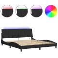 Cadre de lit avec lumières LED noir 180x200 cm velours