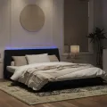 Cadre de lit avec lumières LED noir 180x200 cm velours