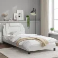 Cadre de lit avec tête de lit Blanc 100x200 cm Similicuir