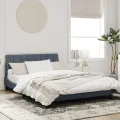 Cadre de lit avec lumières LED gris foncé 140x190 cm velours