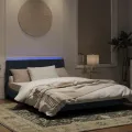 Cadre de lit avec lumières LED gris foncé 140x190 cm velours
