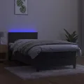 cadre de lit et matelas et LED Gris foncé 90x200 cm