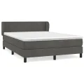 cadre de lit et matelas Gris foncé 140x190cm Velours
