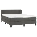 cadre de lit et matelas Gris foncé 140x190cm Velours