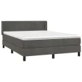 cadre de lit et matelas Gris foncé 140x190cm Velours