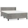 cadre de lit et matelas Gris clair 140x190cm Velours