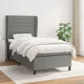 cadre de lit avec matelas Gris foncé 90x200 cm Tissu