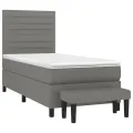 cadre de lit avec matelas Gris foncé 90x200 cm Tissu