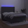 cadre de lit matelas et LED Gris foncé 140x190 cm