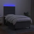 cadre de lit avec matelas et LED Gris foncé 90x200cm