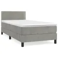 cadre de lit et matelas Gris clair 90x200 cm Velours