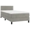 cadre de lit et matelas Gris clair 90x200 cm Velours