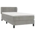 cadre de lit et matelas Gris clair 90x200 cm Velours