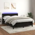 cadre de lit avec matelas LED Noir 140x190cm Velours