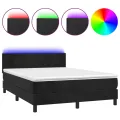 cadre de lit avec matelas LED Noir 140x190cm Velours