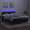 cadre de lit avec matelas LED Noir 140x190cm Velours