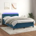cadre de lit avec matelas LED Bleu foncé 140x200 cm