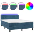 cadre de lit avec matelas LED Bleu foncé 140x200 cm
