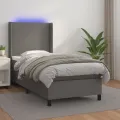 cadre de lit matelas LED Gris 90x190 cm Similicuir