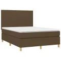 cadre de lit avec matelas Marron foncé 140x190 cm