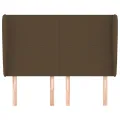 Tête de lit avec oreilles Marron foncé 147x23x118/128 cm Tissu
