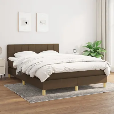 cadre de lit avec matelas Marron foncé 140x190 cm