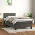 cadre de lit et matelas Gris foncé 80x200 cm Velours