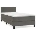 cadre de lit et matelas Gris foncé 80x200 cm Velours